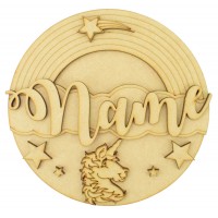 Laser Cut Personalised 3D Detailed Layered Circle Plaque - Unicorn Themed